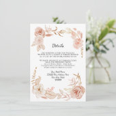 Invitation Détails de terre cuite florale aquarelle rose n Hô (Debout devant)