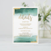 Invitation Détails de vert forêt aquarelle et de paillettes d (Debout devant)