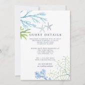Invitation Détails des invités de mariage de plage d'algues à (Devant)