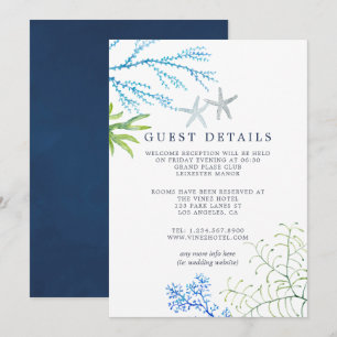 Invitation Détails des invités de mariage de plage d'algues à