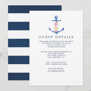 Invitation Détails des invités de mariage sur le thème nautiq