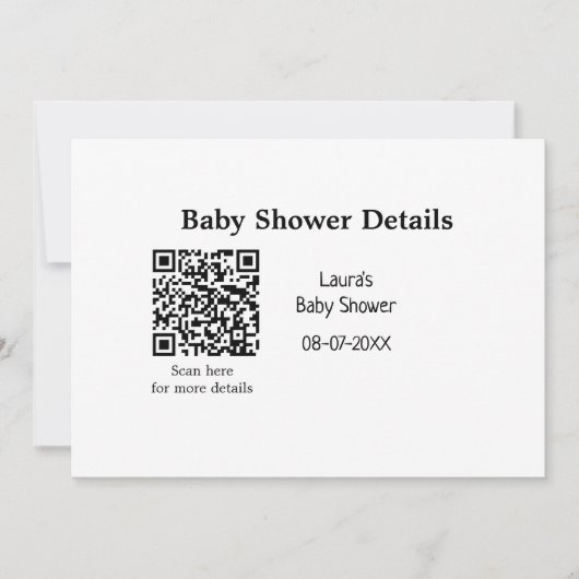 Invitation DÉTAILS DU baby shower QR SCAN CODE RU MODERNE MIN (Devant)