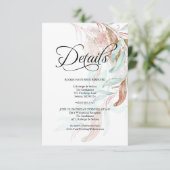 Invitation DÉTAILS DU CLIENT | Aqua Coral Eucalyptus Feuilles (Debout devant)