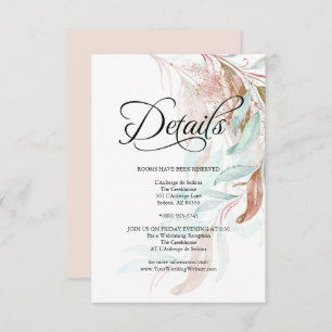 Invitation DÉTAILS DU CLIENT   Aqua Coral Eucalyptus Feuilles