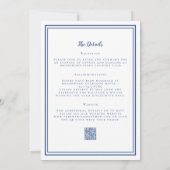 Invitation Détails du code QR RSVP & mariage moderne bleu mar (Dos)