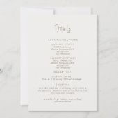 Invitation Détails du Mariage à la crème simple (Devant)