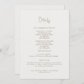Invitation Détails du Mariage à la crème simple (Devant / Derrière)