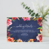 Invitation Détails du mariage Aquarelle bleu marine (Debout devant)