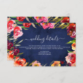 Invitation Détails du mariage Aquarelle bleu marine (Devant / Derrière)