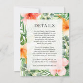 Invitation Détails du mariage Aquarelle tropicale Floral (Devant)