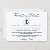 Invitation Détails du Mariage bleu marine Insérer (Devant)