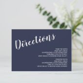 Invitation Détails du Mariage bleu marine moderne Script (Debout devant)