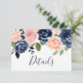 Invitation Détails du Mariage Blush & Navy (Debout devant)