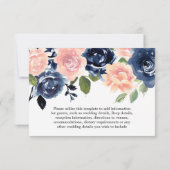 Invitation Détails du Mariage Blush & Navy (Dos)