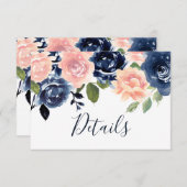 Invitation Détails du Mariage Blush & Navy (Devant / Derrière)