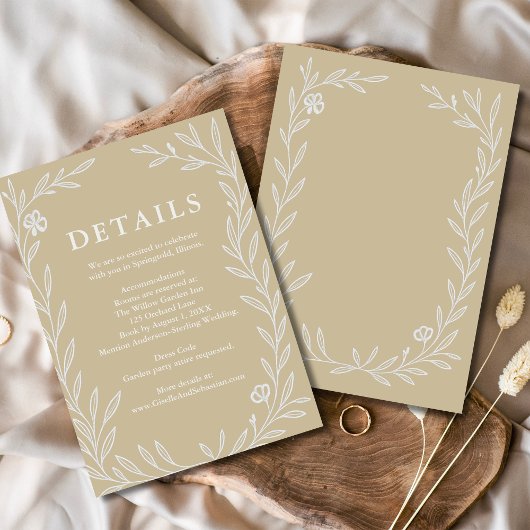 Invitation Détails du Mariage botanique