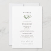 Invitation Détails du Mariage botanique élégant et formel (Dos)