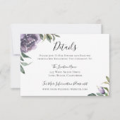 Invitation Détails du Mariage botanique pourpre (Devant)