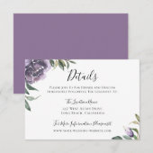 Invitation Détails du Mariage botanique pourpre (Devant / Derrière)
