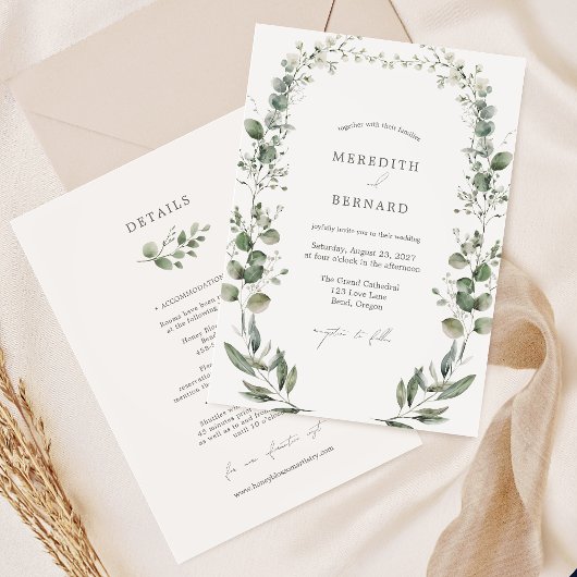 Invitation Détails du Mariage botanique simple et élégant