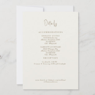 Invitation Détails du Mariage de crème Boîtier de remplissage