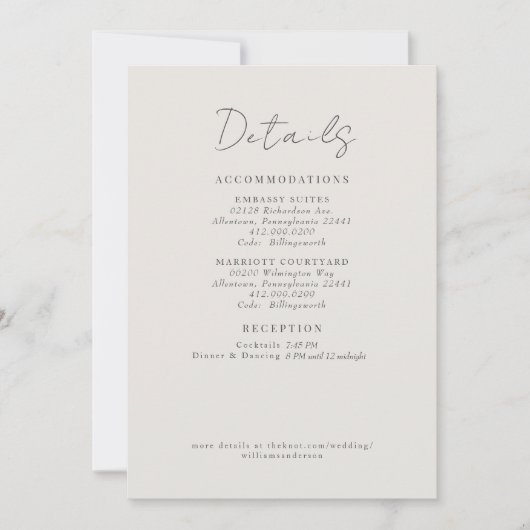 Invitation Détails du Mariage de crème Boîtier de remplissage (Devant)