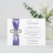 Invitation Détails du Mariage de la Bow Diamond Bleu Violet (Debout devant)
