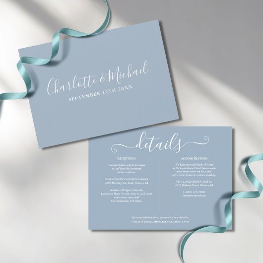 Invitation Détails du Mariage Dusty Blue