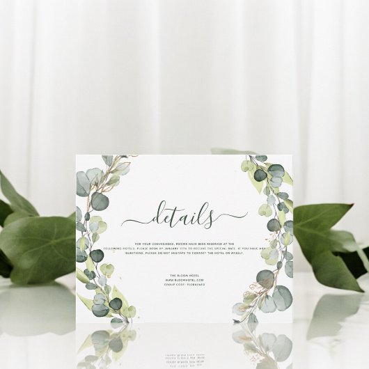Invitation Détails du mariage Eucalyptus Vert Succulent