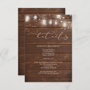 Invitation Détails du mariage - Lumières à cordes rustiques m