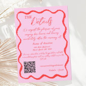 Invitation Détails du Mariage manuscrit rétro Wavy rose et ro