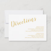 Invitation Détails du Mariage moderne Script blanc et or (Devant)