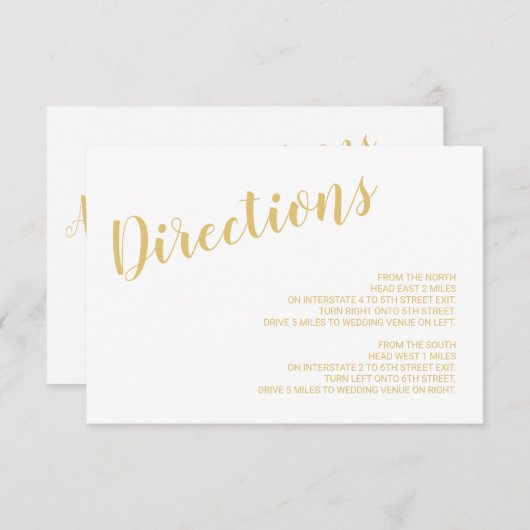 Invitation Détails du Mariage moderne Script blanc et or (Devant / Derrière)