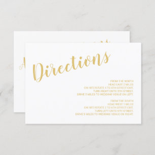 Invitation Détails du Mariage moderne Script blanc et or