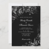 Invitation Détails du Mariage noir gothique classique et (Devant)