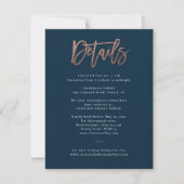 Invitation Détails du Mariage or Rose de script moderne (Devant)