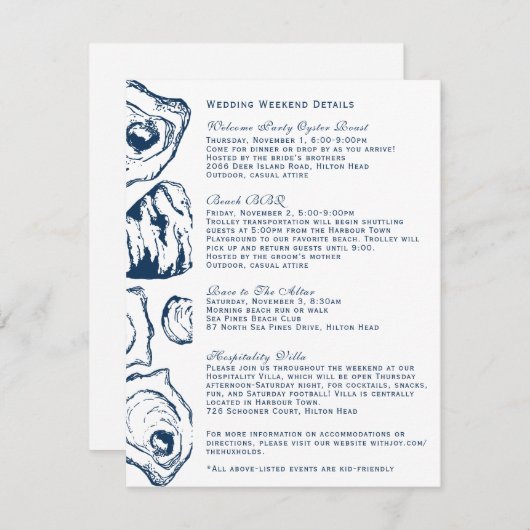 Invitation Détails du Mariage Oyster (Devant / Derrière)