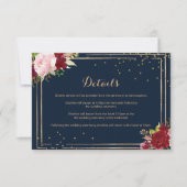 Invitation Détails du Mariage rouge et or géométrique Insérer (Devant)