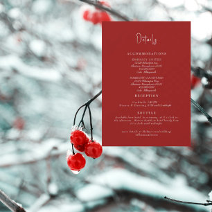 Invitation Détails du Mariage rouge hiver