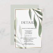 Invitation DÉTAILS DU MARIAGE | Sage Green Olive Foliing (Devant / Derrière)