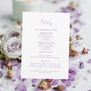 Invitation Détails du Mariage Simply Lavender