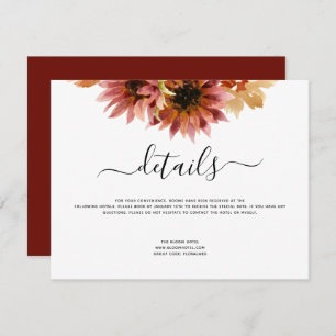 Invitation Détails du mariage Sunflower Bourgogne Pays