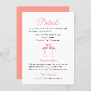 Invitation Détails du Mariage tropical Flamant rose rose Plag