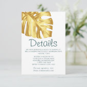 Invitation Détails du Mariage Tropical Gold (Debout devant)