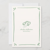 Invitation Détails du Mariage vert à main blanche (Dos)