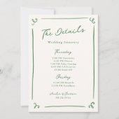 Invitation Détails du Mariage vert à main blanche (Devant)