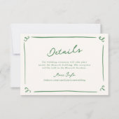 Invitation Détails du Mariage vert à main blanche (Devant)