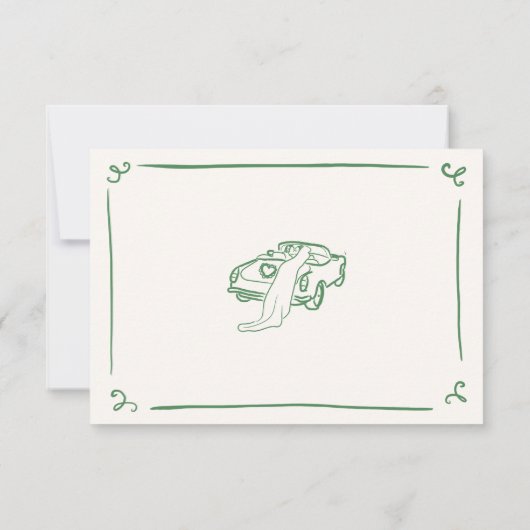 Invitation Détails du Mariage vert à main blanche (Dos)