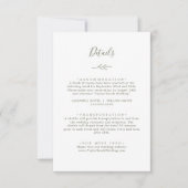 Invitation Détails du Mariage vert olive feuille minimum impr (Devant)