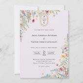 Invitation Détails Du Monogramme De Lavande Fleur sauvage Sim (Devant)